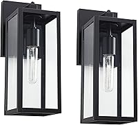 Vista 2 de John Timberland Titan - Juego de 2 lámparas de pared modernas para exteriores, marco rectangular negro místico del atardecer al amanecer, paneles