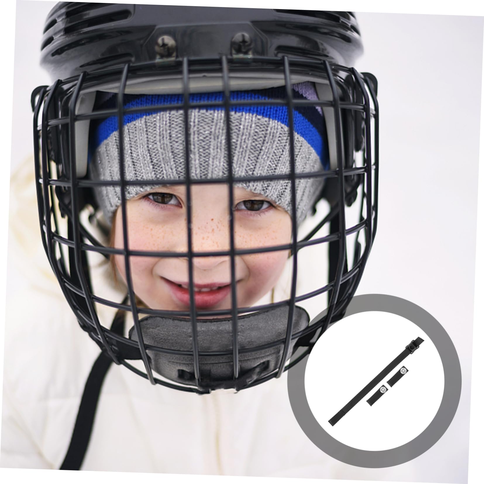 YARNOW Kit de reparación de Casco de Hockey reemplazo Montura de mentón Deportes Accesorios de Casco Correa de Casco de Hockey para la Barbilla Poliéster Black