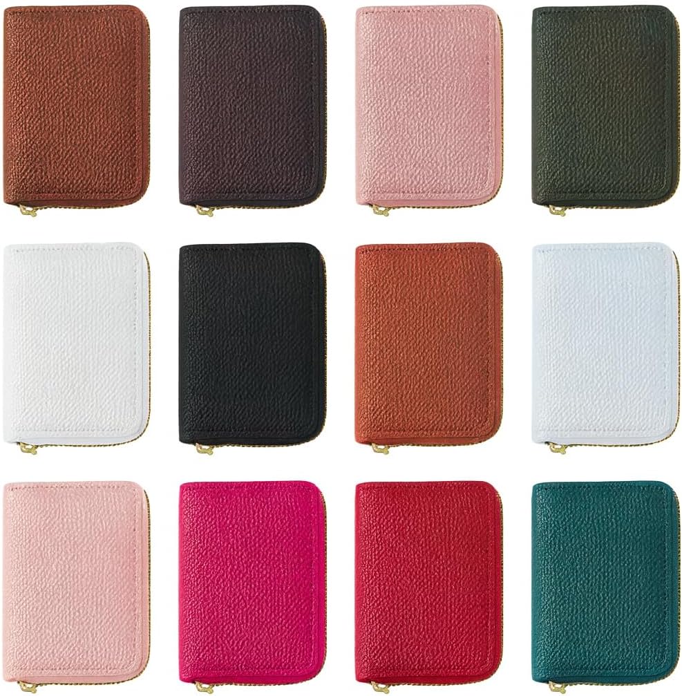 12 Pcs Small Card Holder, PU Leather Zipper Wallet with Card Slots & Compartments, All-Around Zipper, Compact Credit Card Wallet in Assorted Colors