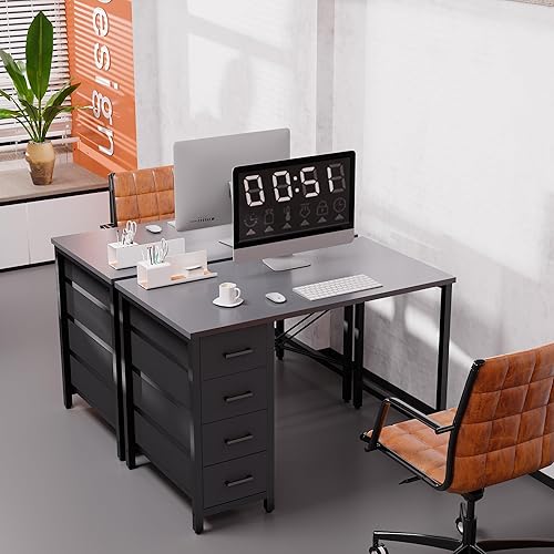 Miniatura 4 de Pamray Escritorio de computadora de 32 pulgadas con 4 cajones, escritorio de oficina pequeño para el hogar, dormitorio, estudio, escritura, mesa de