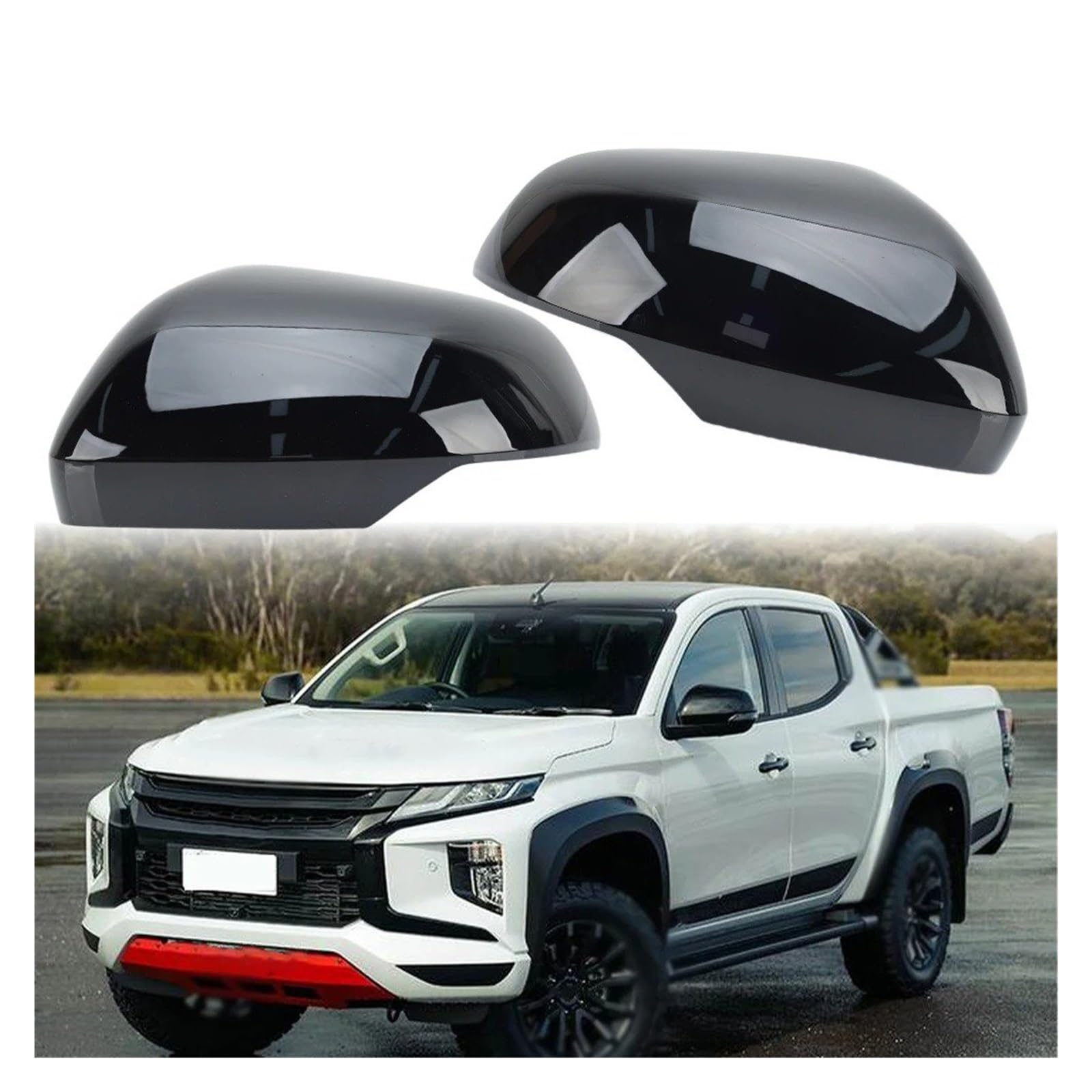 Coperchi A Specchio Laterale Per Mitsubishi Per Triton L200 2019 2020 2021, Copri Specchietto Retrovisore Con Fibbia Calotte Specchiett(Chrome left)
