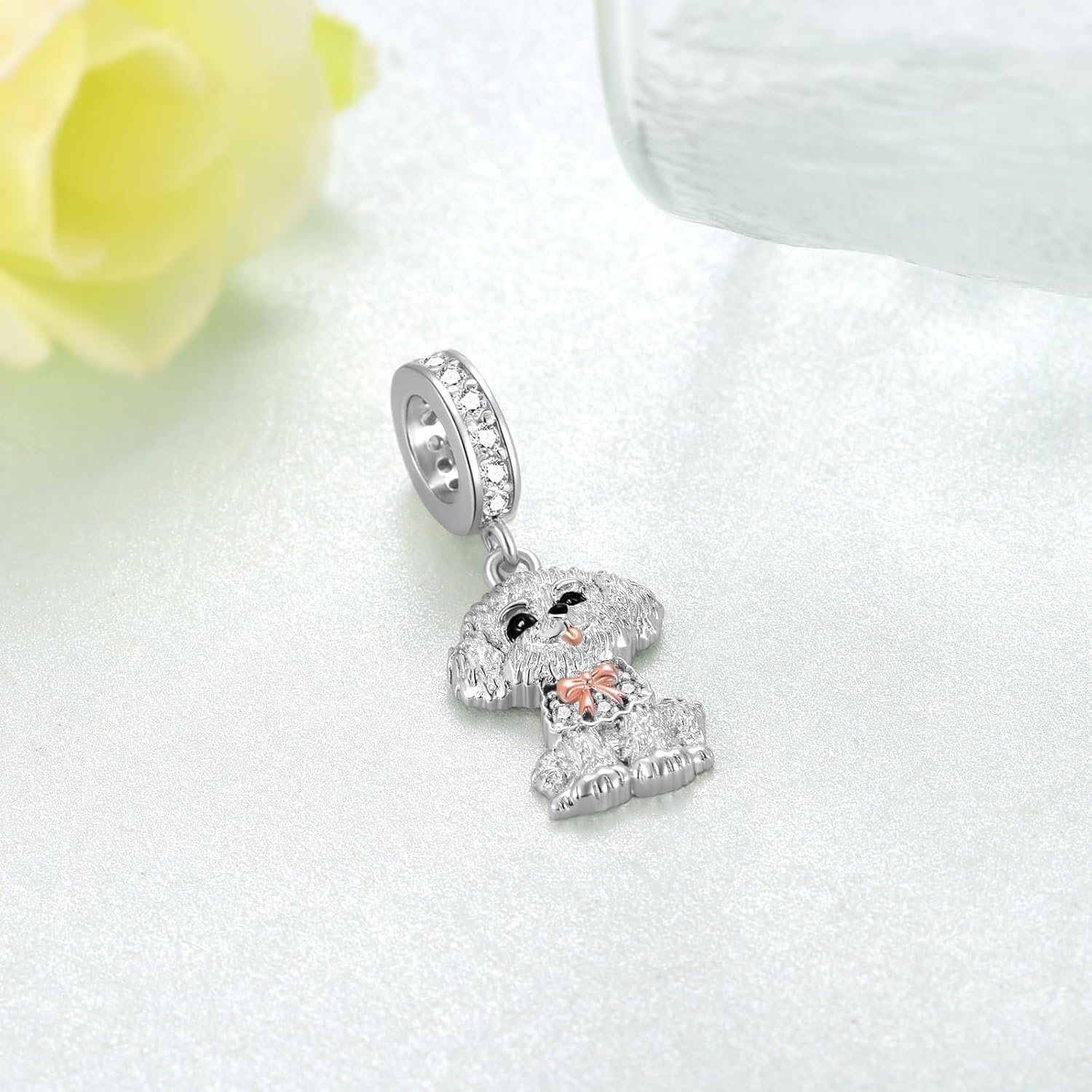 Bichon Frise Gifts 925 Sterling Silver Cute Dog Charms for Jewelry Making Womens Bichon Frise Charms for Bracelets Necklaces - Image 3