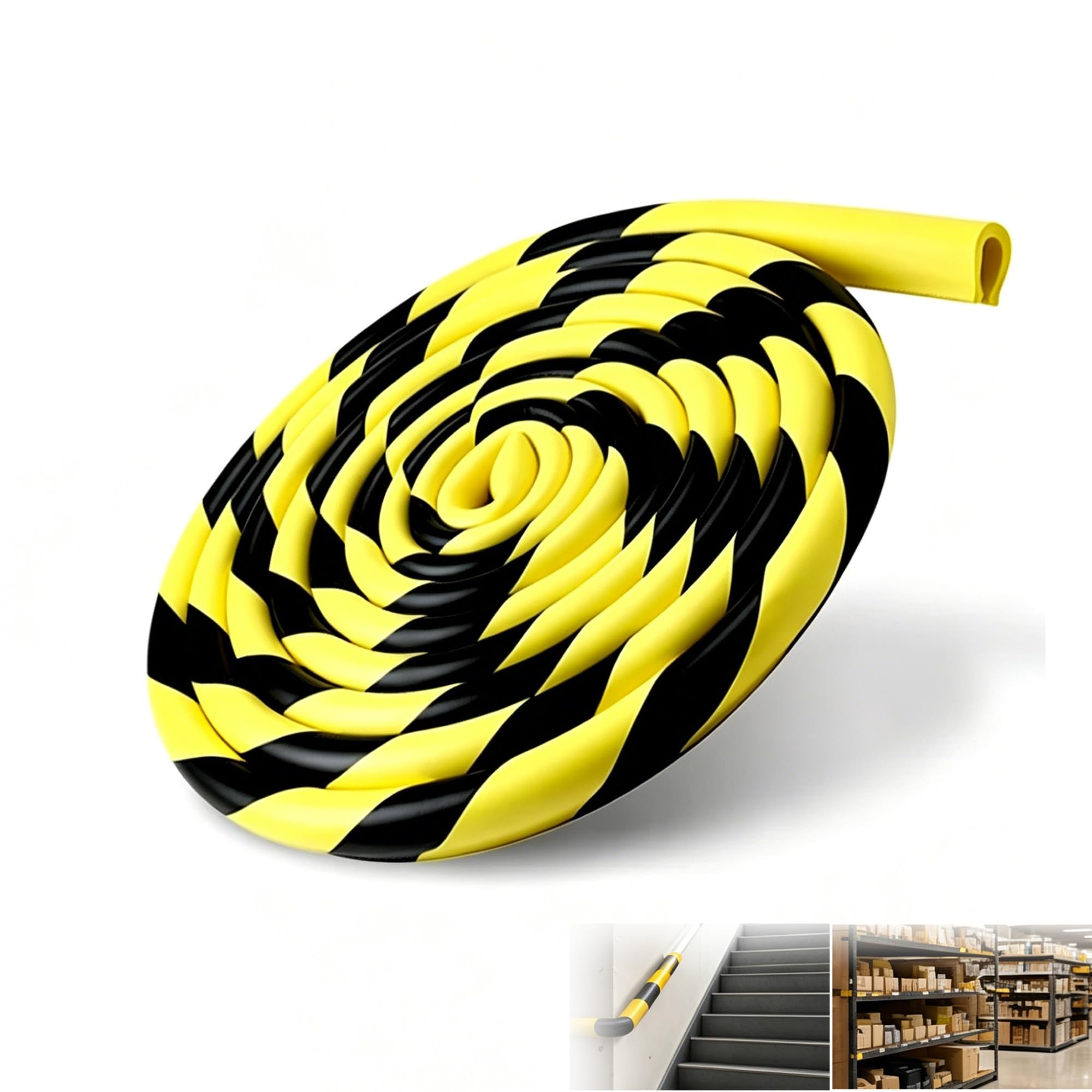 Foam Corner Guards, 16.4ft Yellow Black Safety Bumpers, Peel & Stick Garage Wall Protector for Industrial, Warehouse & Edge Safety