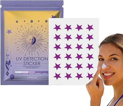 Suncream - Sunscreen | UV Detection Stickers | Star Shaped Waterproof Sunscreen Reapply Reminder, Sun Protection | Sunny Patch UV Detecting Patches For Kids And Adults |