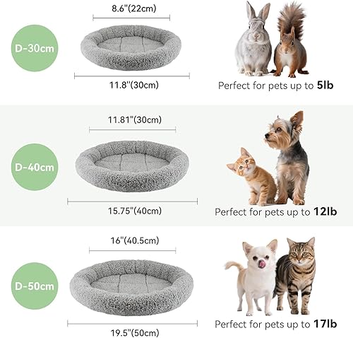 Miniatura 5 de LESYPET Cama para gatos de interior, cama pequeña para mascotas, cojín para dormir con almohada elevada alrededor, parte inferior antideslizante,
