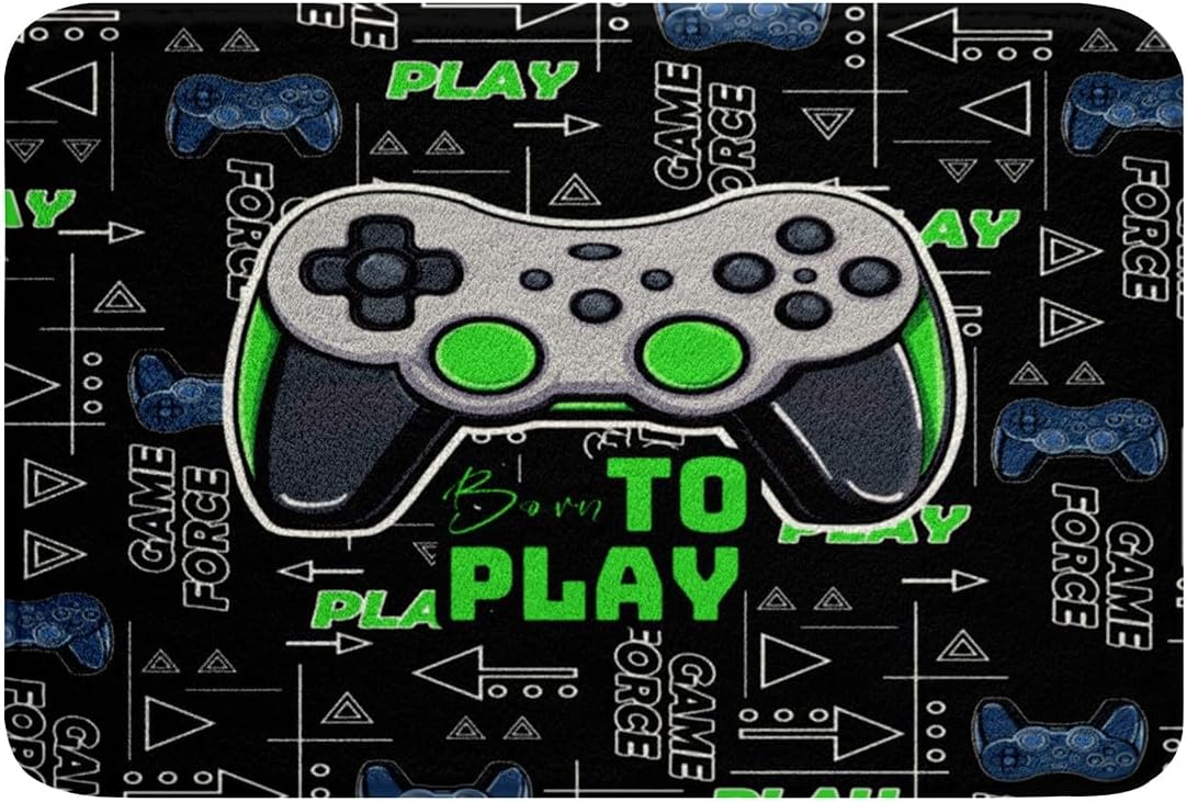 jejeloiu Gamer Bathroom Rugs Game Room Decor Bath Mats Gaming Bathroom Accessories Floor Doormats 16"x24" Soft Microfiber