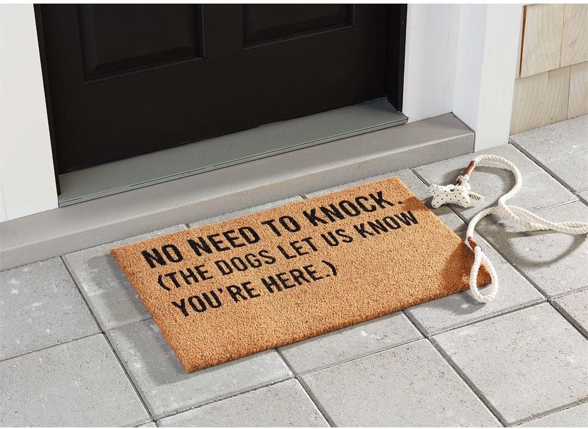 Mud Pie Funny Dog Coir Door Mat, Knock…