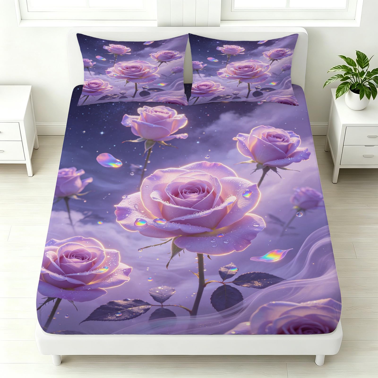 Sábana Bajera 160 x 200 Ajustable Rosa Romántico Onírico