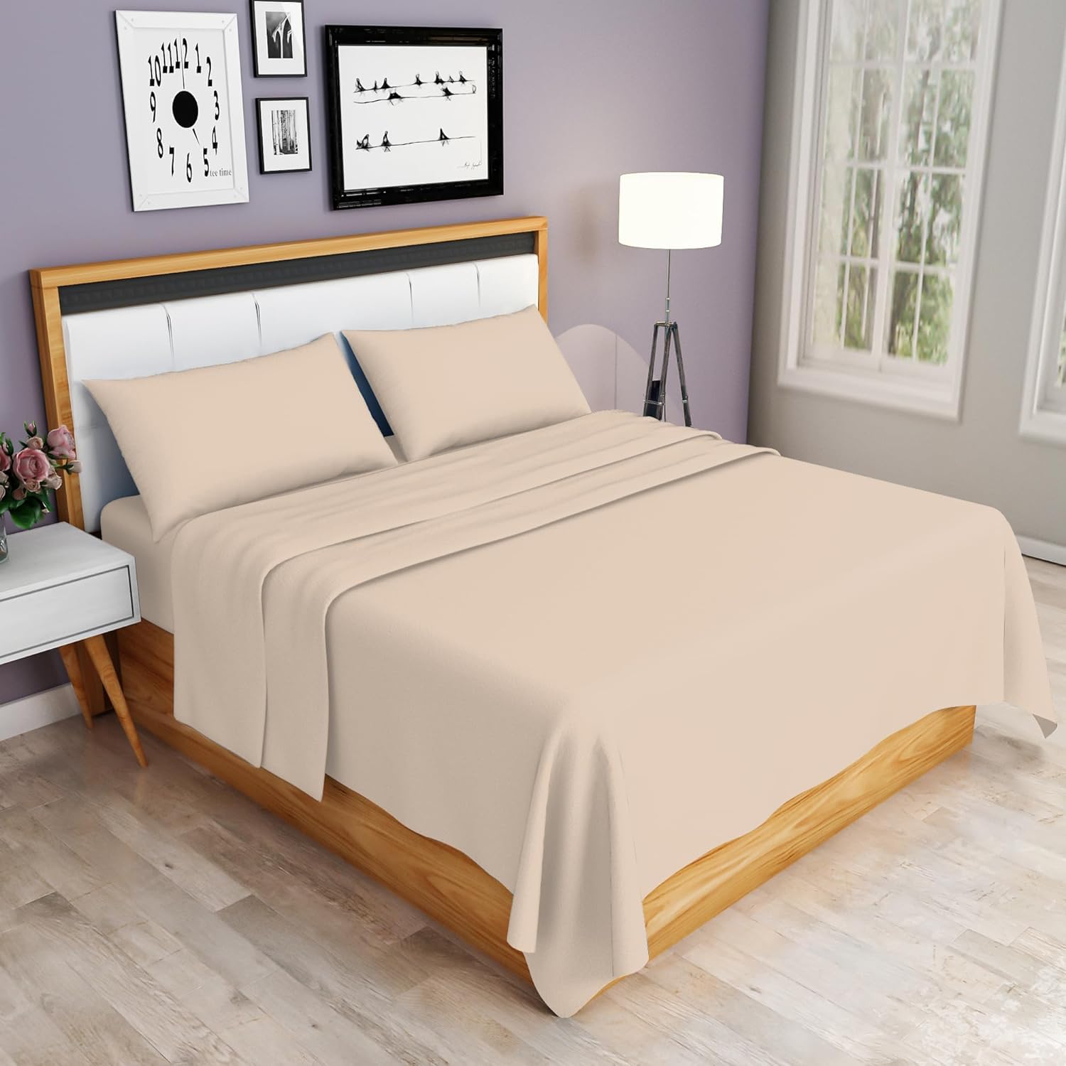 Night Zone Flat Sheet 100% Egyptian Cotton 200 Thread Count Hotel Quality Flat Bed Sheets (Latte, King)