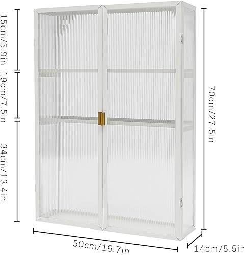 Miniatura 3 de TFCFL Armario de pared extraíble con estantes ajustables, color blanco para oficina, comedor, sala de estar, cocina y baño esmerilado