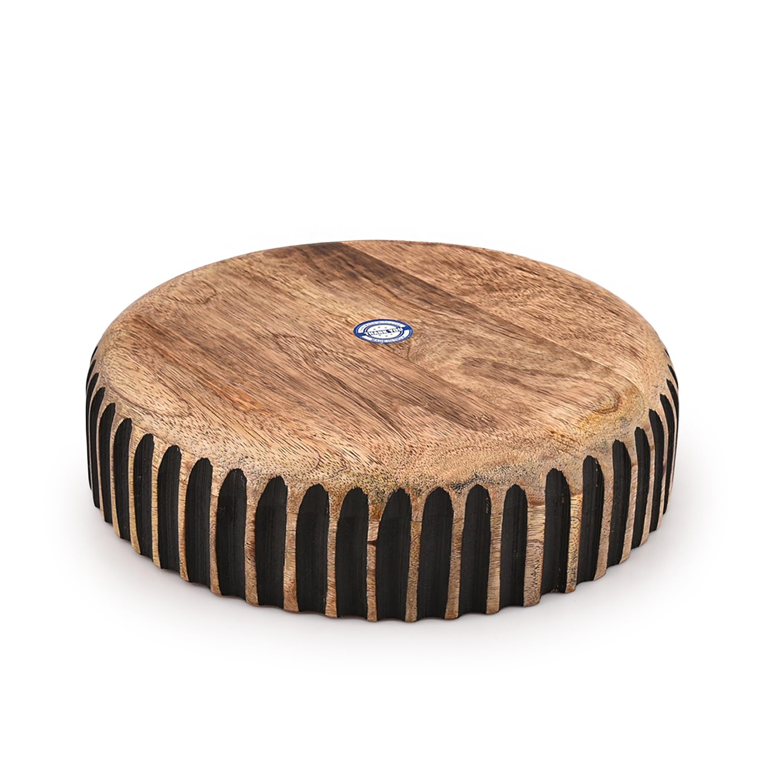 Porta frutta in legno di mango per piano di lavoro in cucina, porta frutta per decorazione in stile country, centrotavola (10 x 10 x 2,5 pollici / 25,4 x 25,4 x 6,3 cm)
