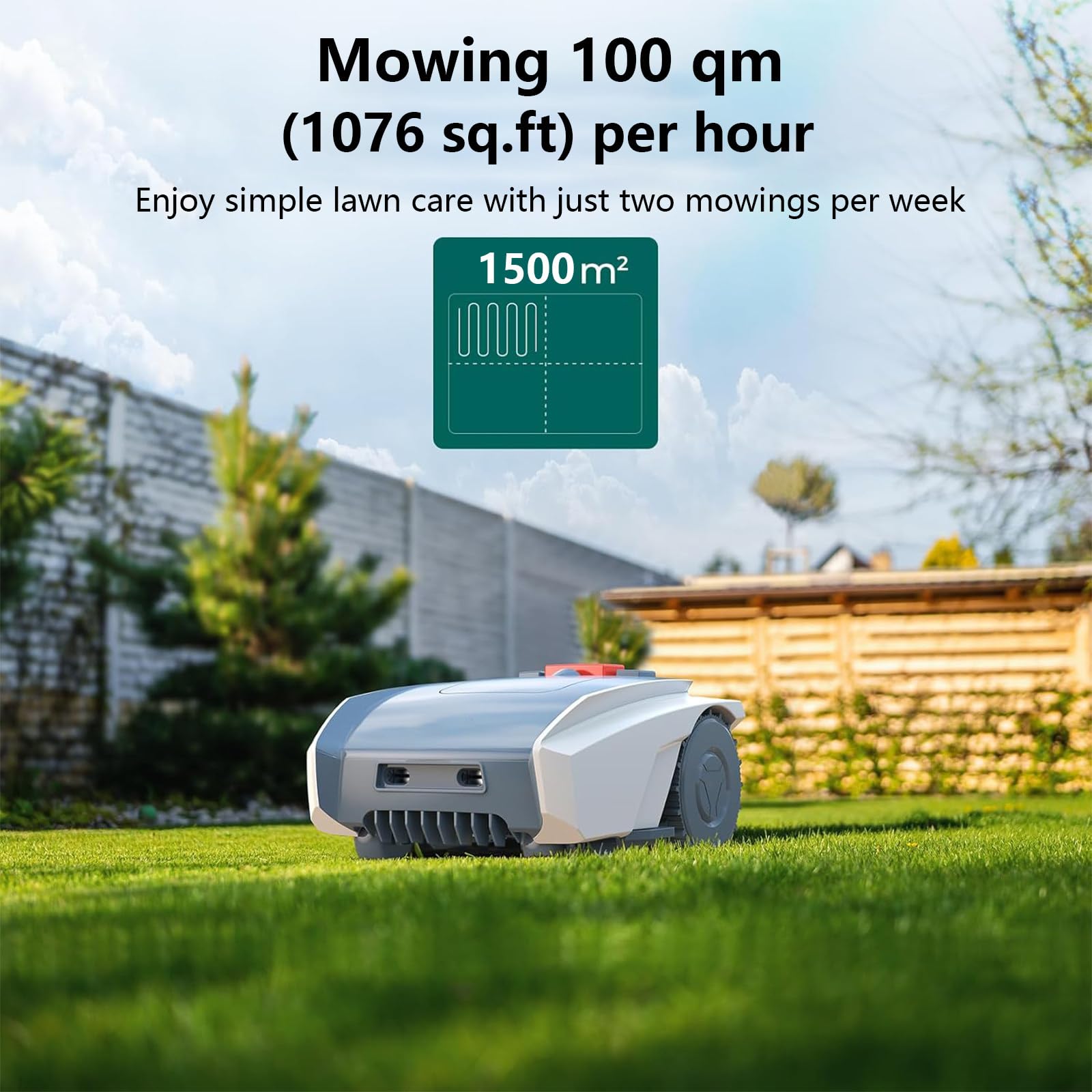 Cortadora de césped robótica Cortadora de césped automática, con Carga automática, Cable delimitador, gestión multizona para Jardines pequeños y medianos