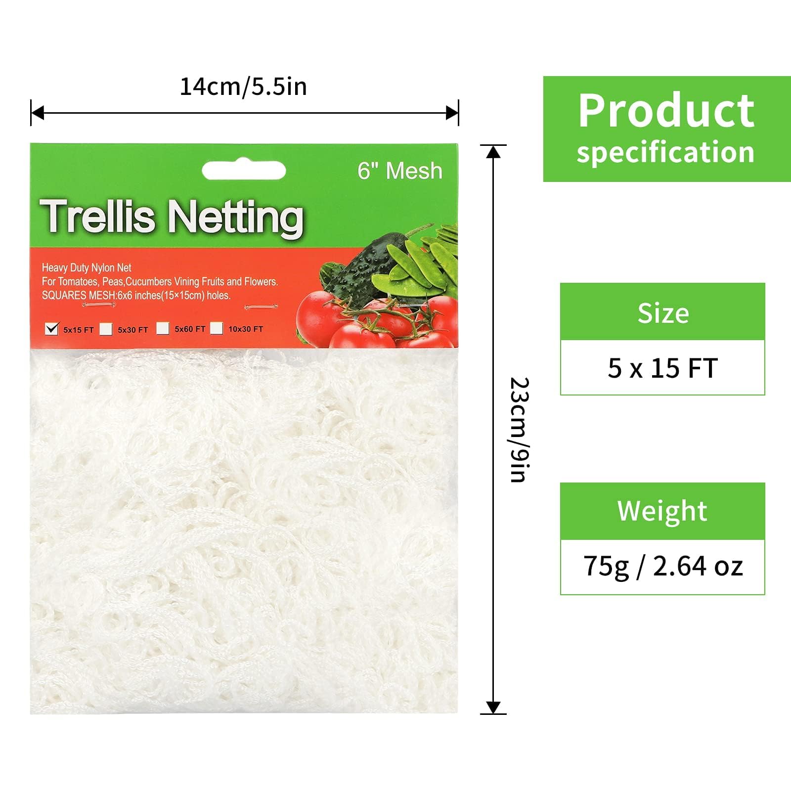 Garden Netting Polyester Trellis Net Plant Pea Support Netting for Bean Fruits Plants Flower Climbing lant Support Climbing Garden Trellis Netting Grow Tents Heavy-Duty Polyester (White - Image 3