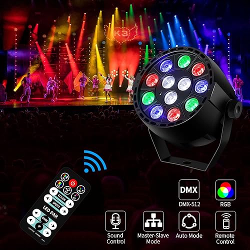 Miniatura 9 de 1 unids Pinspot luz para bola de discoteca 15W RGBW 4 en 1 y 6 paquetes 12x1W LED RGBW luz par