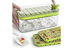 Upgraded Easy Release One-Button Ice Cube Trays with Lid and Bin