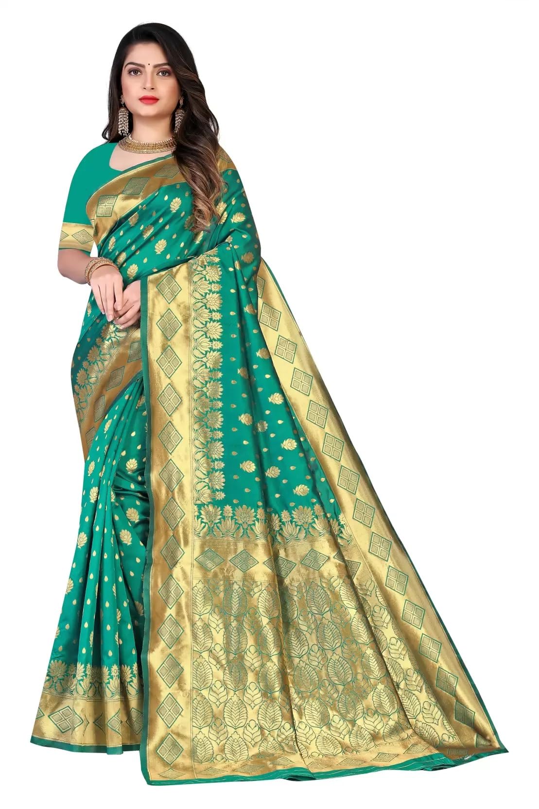 Sugathari Women's Banarasi Saree Pure Kanjivaram Silk Saree Soft New Ladies 2023 Design Wear Pattu Sarees Latest Cotton Party Sari Collections With Blouse Piece For Wedding Sadi (Pari 181 Rama)