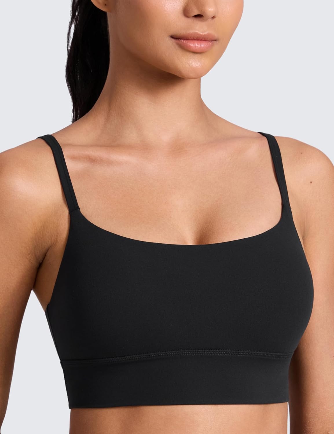 CRZ YOGA Butterlift Scoop Neck Longline Sports Bras for Women - Padded Cami Tank Adjustable Spaghetti Strap Workout Crop Top - Image 4
