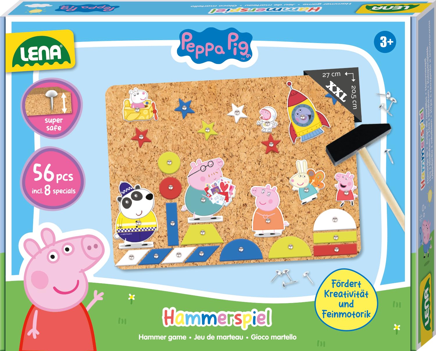 LENA - 65837 Hammer Game, Colourful Colours, Multicoloured