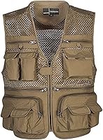 Ziker Men's Breathable Mesh Fishing Vest with 16 Pockets - Camo Photographer Journalist Jacket for Hiking Camping