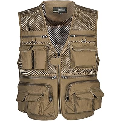 Ziker Men's Mesh Breathable Openwork Camouflage Journalist Photographer Fishing Vest Waistcoat Jacket Coat