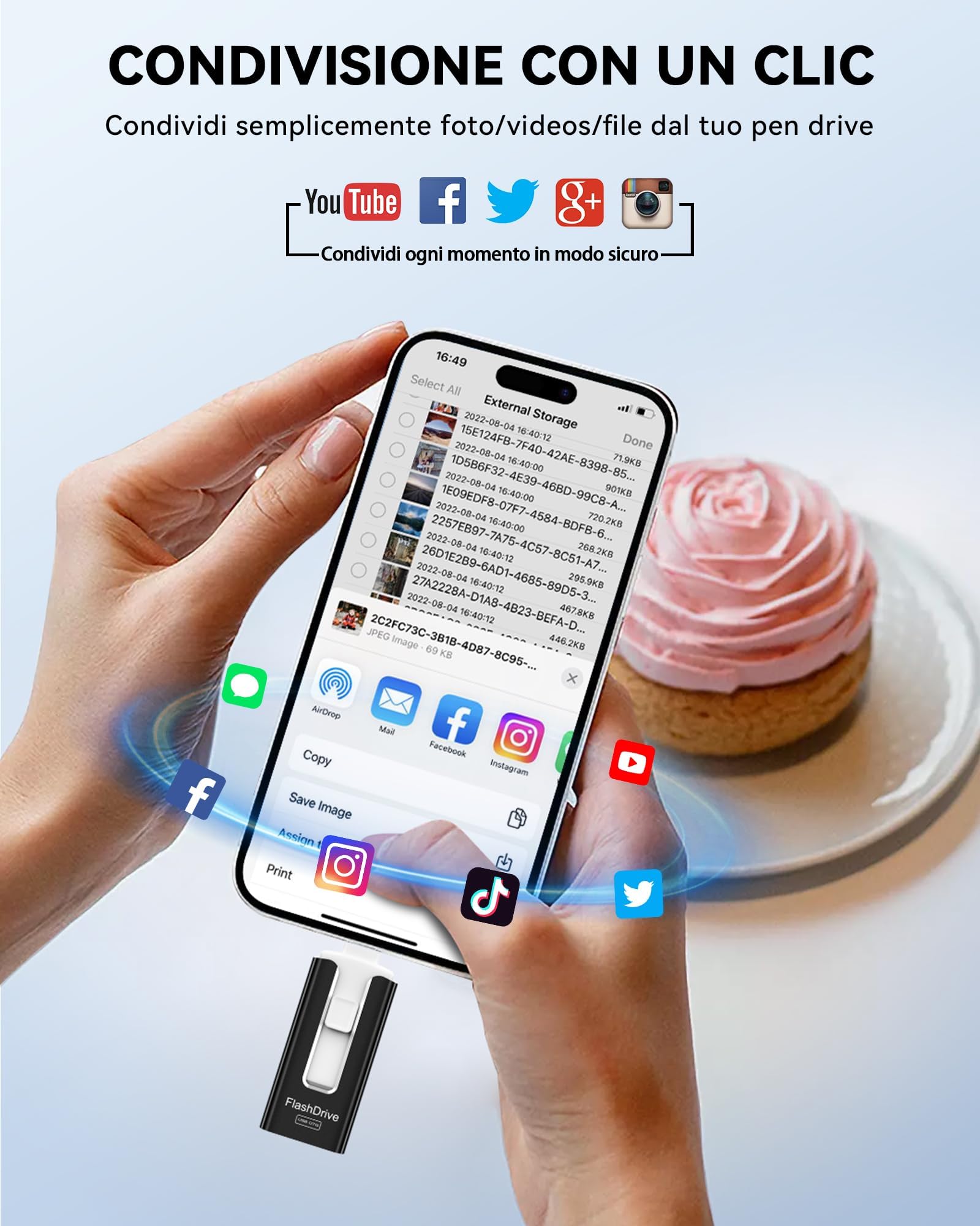 SUDEHO Memoria USB de 256 GB para iPhone con certificación MFi, 4 conn USB3.0, negro | Certificada MFi, Lightning, Type A, Type-C y micro USB, compatible con iPhone, iPad, Android y PC, USB 3.0 rápido