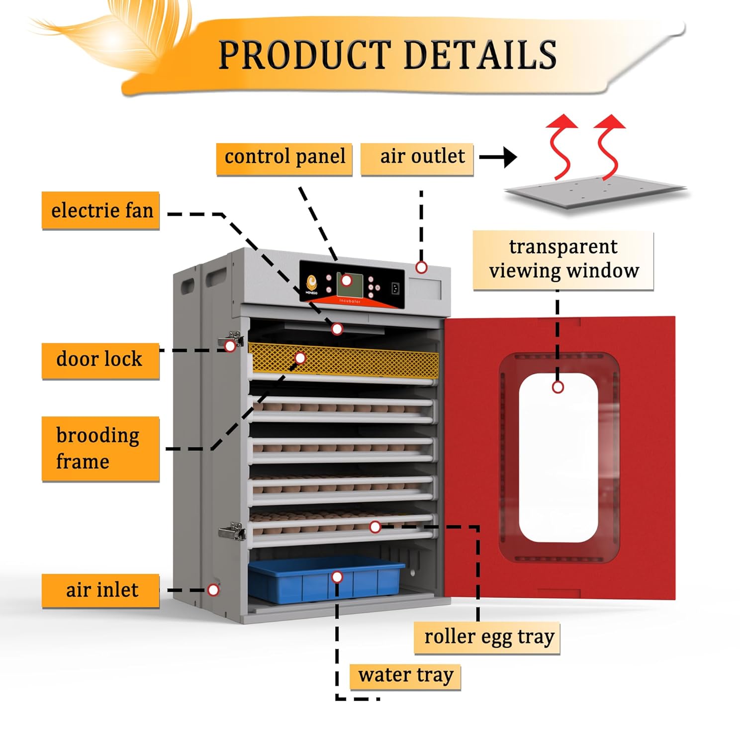 Smart Egg Incubator for Hatching Eggs - 400 Egg Capacity with Digital Temperature & Humidity Control - Ideal for Chicken, Duck, Goose & Quail Eggs