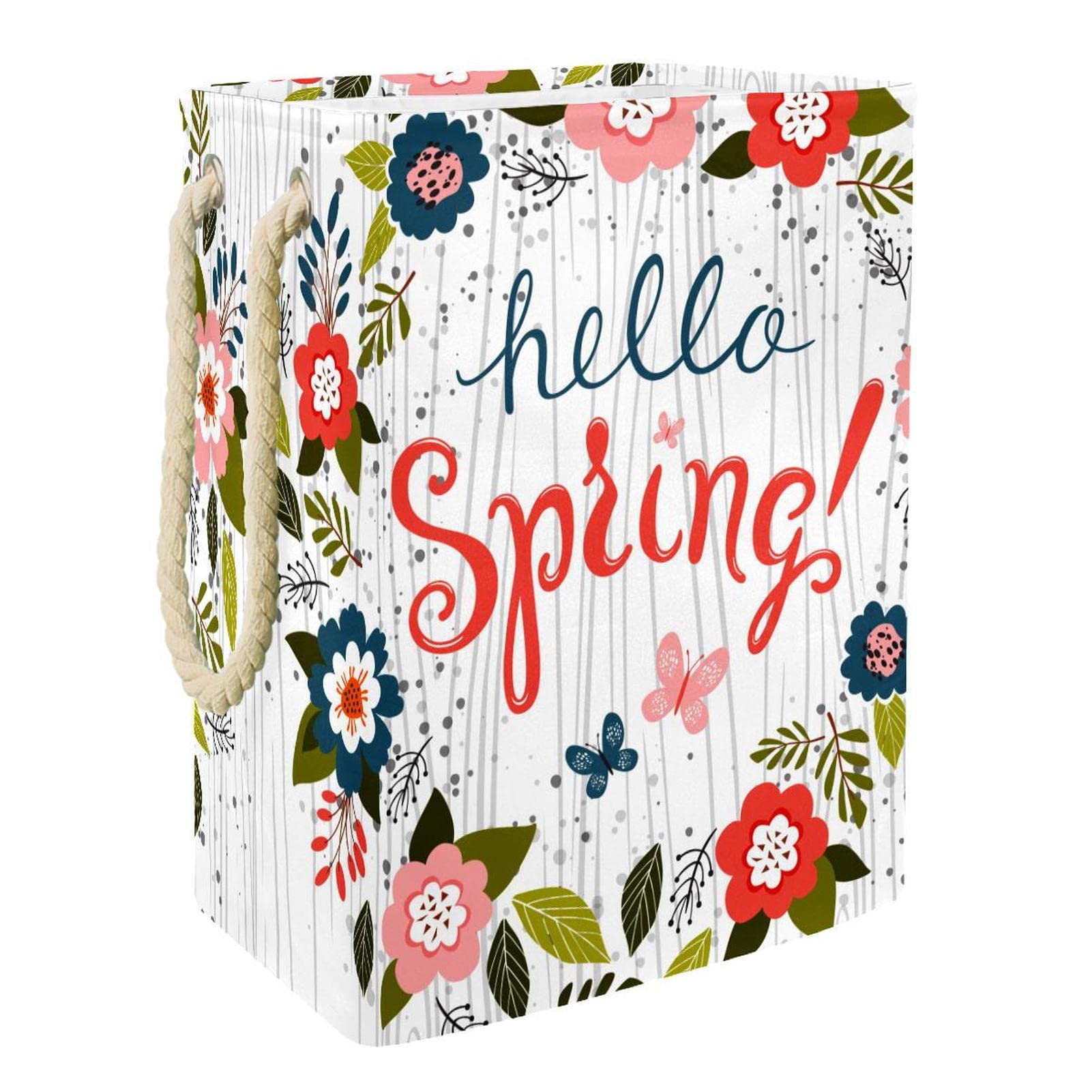 Panier à linge personnalisé Hello Spring pour ranger la salle de bain et la chambre avec style