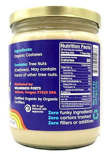Miniatura 3 de Wilderness Poets SPiN, crema orgánica de anacardo y concentrado de leche (sin azúcar) - (16 onzas) - 28 porciones - Haz leche de anacardo, crema de