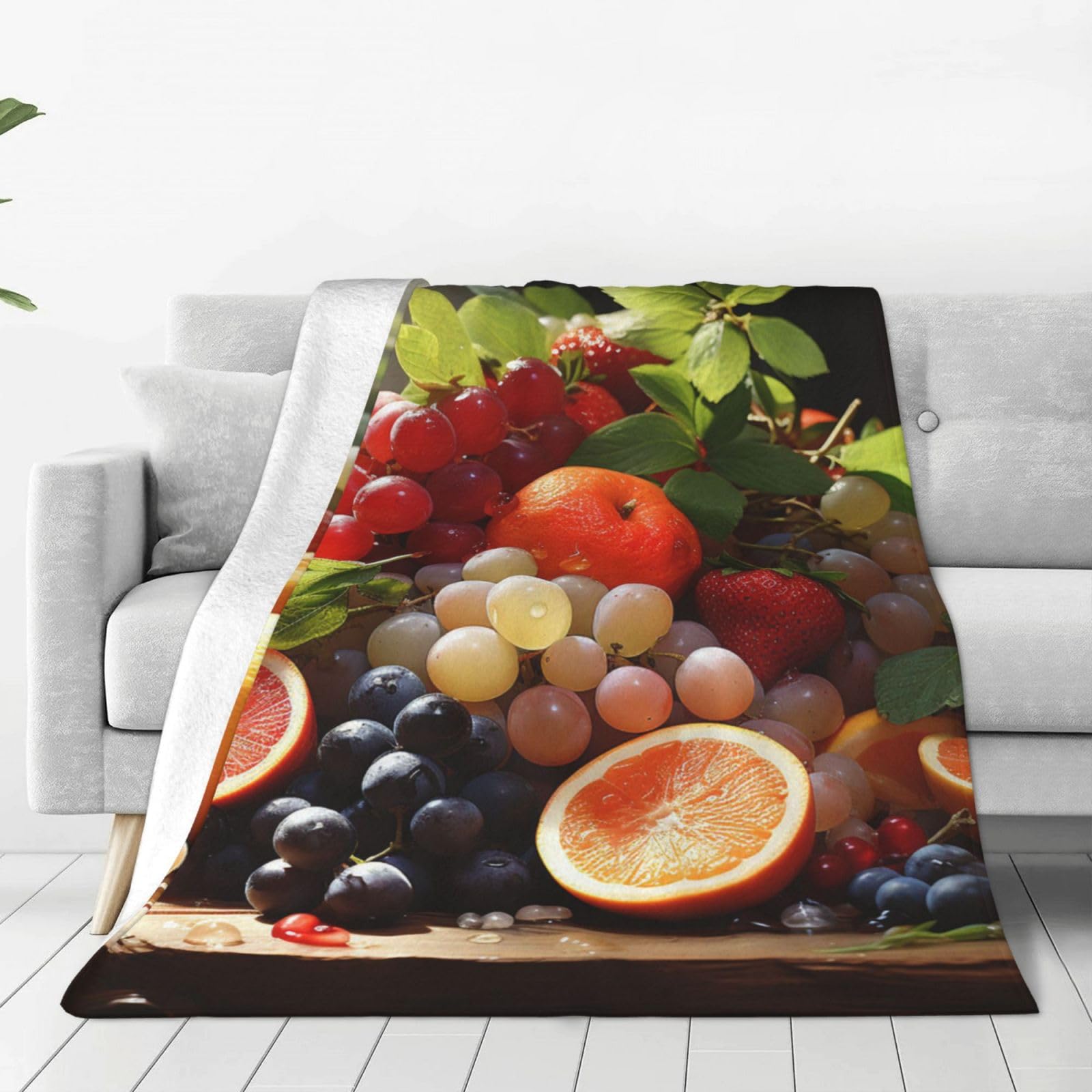 MXZERFKGLA Throw Blanket for Couch Thick Soft Fleece Blankets Warm Cozy Air Conditioning Quilt All Seasons Fruits Blanket Lightweight Flannel Fuzzy Blankets for Bed Couch Living Room Sofa 80"x60"