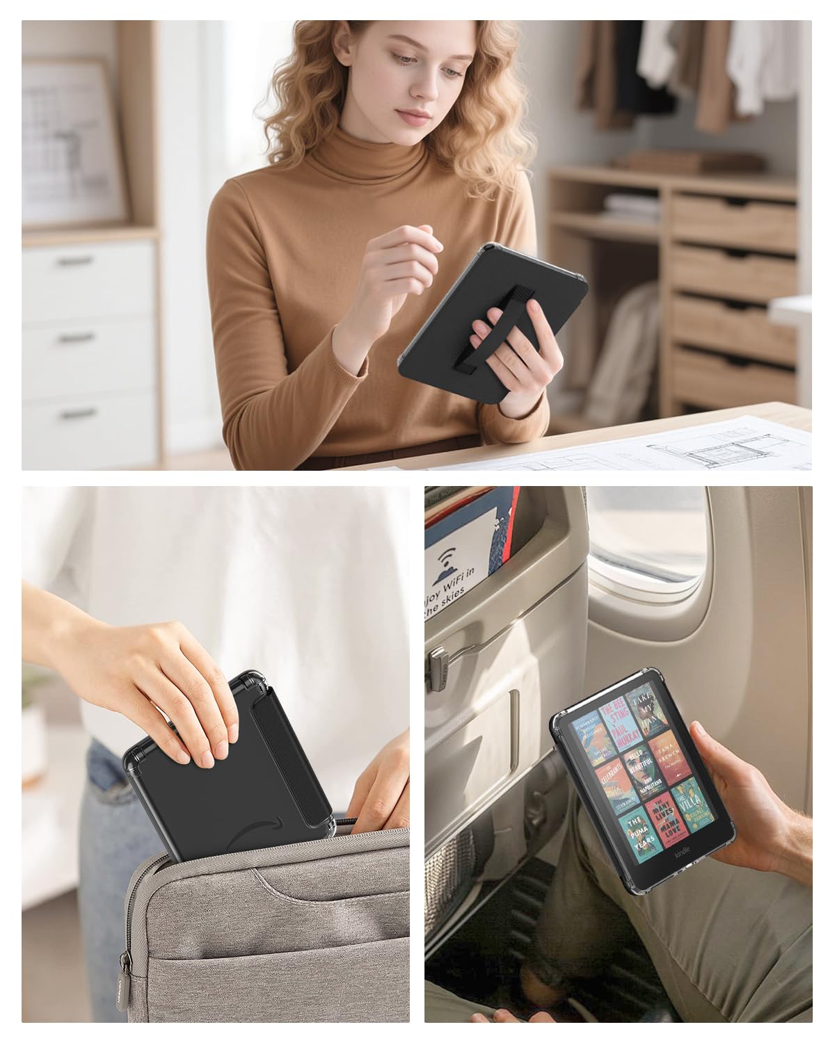 MoKo Coque pour 7" Kindle Paperwhite 12e Gén 2025/2026 & Kindle Colorsoft 2024/2025, Ultra Clair Souple et Coque Arrière Pailletée en TPU, Ne Convient Pas Kobo Libra, Noir