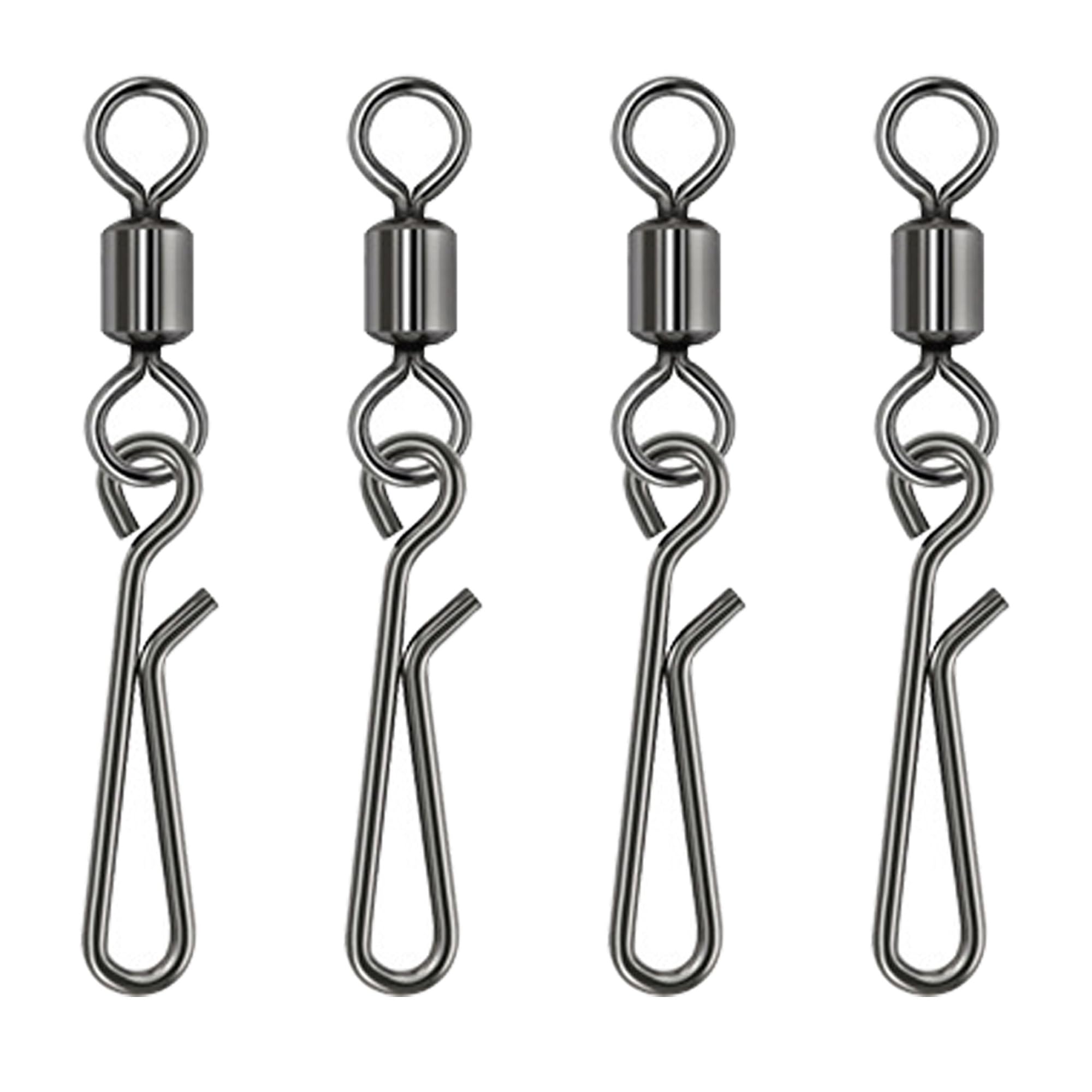 Fishing Rolling Swivel with Fast Clips,Rolling Connector Fishing Swivel Snaps Stainless Steel Quick Change High Speed Clips Snap Barrel Fishing Line Connector Trout Accessories (4#-30.8lb-50pcs)