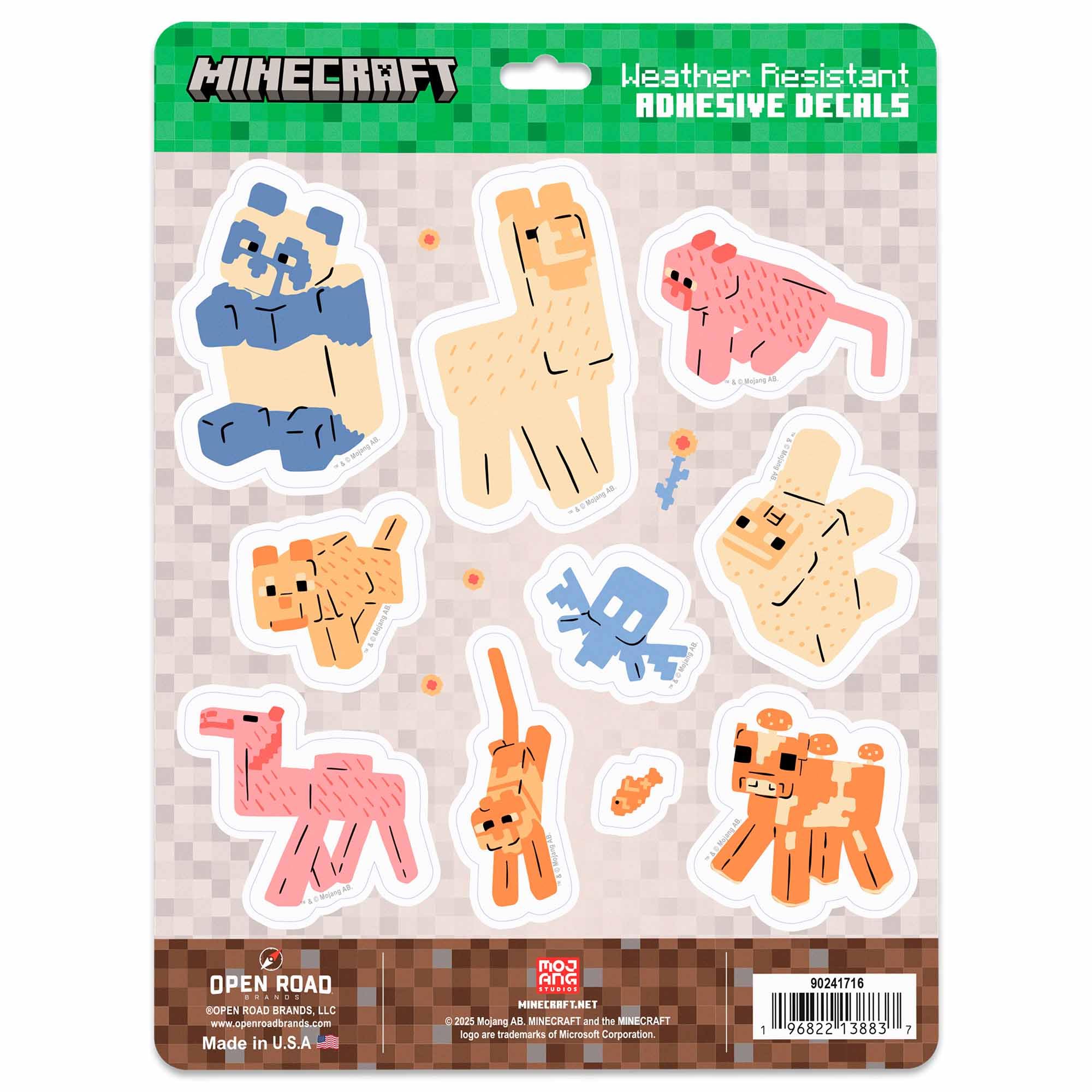 Minecraft Animal Friends Adhesive Vinyl Decal Pack