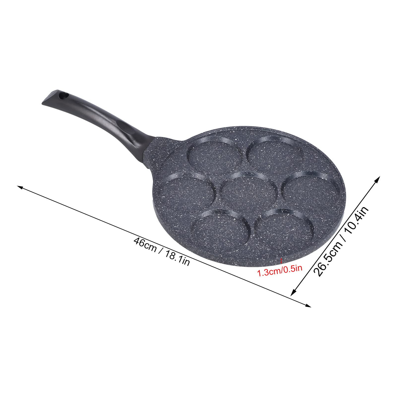 Jenngaoo Pancake Pfanne 26,5cm Antihaft Spiegeleipfanne 7 Loch Bratpfanne Mini Flachboden Hamburger Ei Smiley Face Pfannkuchen Spiegeleier Eierkuchen Geeignet für Induktion (Ohne Muster)