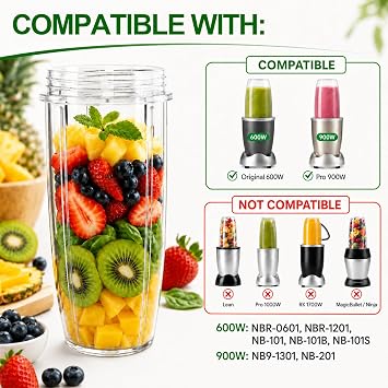 24OZ Replacement Cups Compatible with NutriBullet 600W Pro 900w Blender