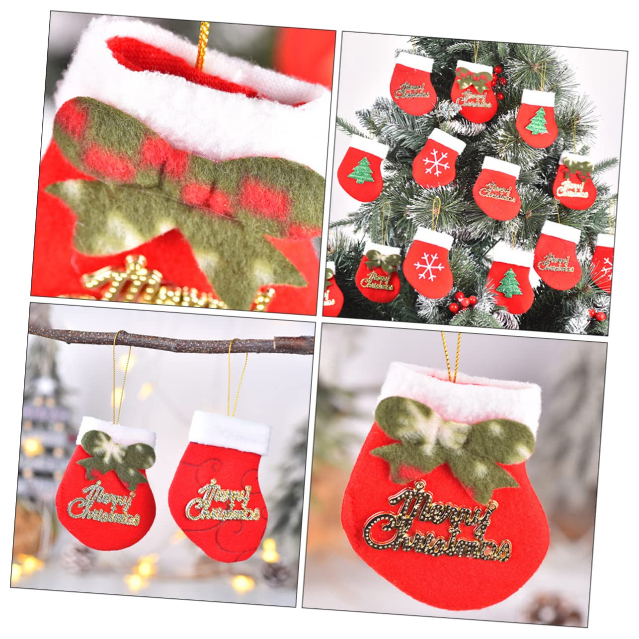 ABOOFAN 5 Sätze Schöner Anhänger Weihnachtsdekorationen Dekoriert Weihnachtsstrümpfe Kleine Weihnachtsstrümpfe Aus Filz Strümpfe Weihnachten Mini-strümpfe Stoff Rot 16 Stück * 5