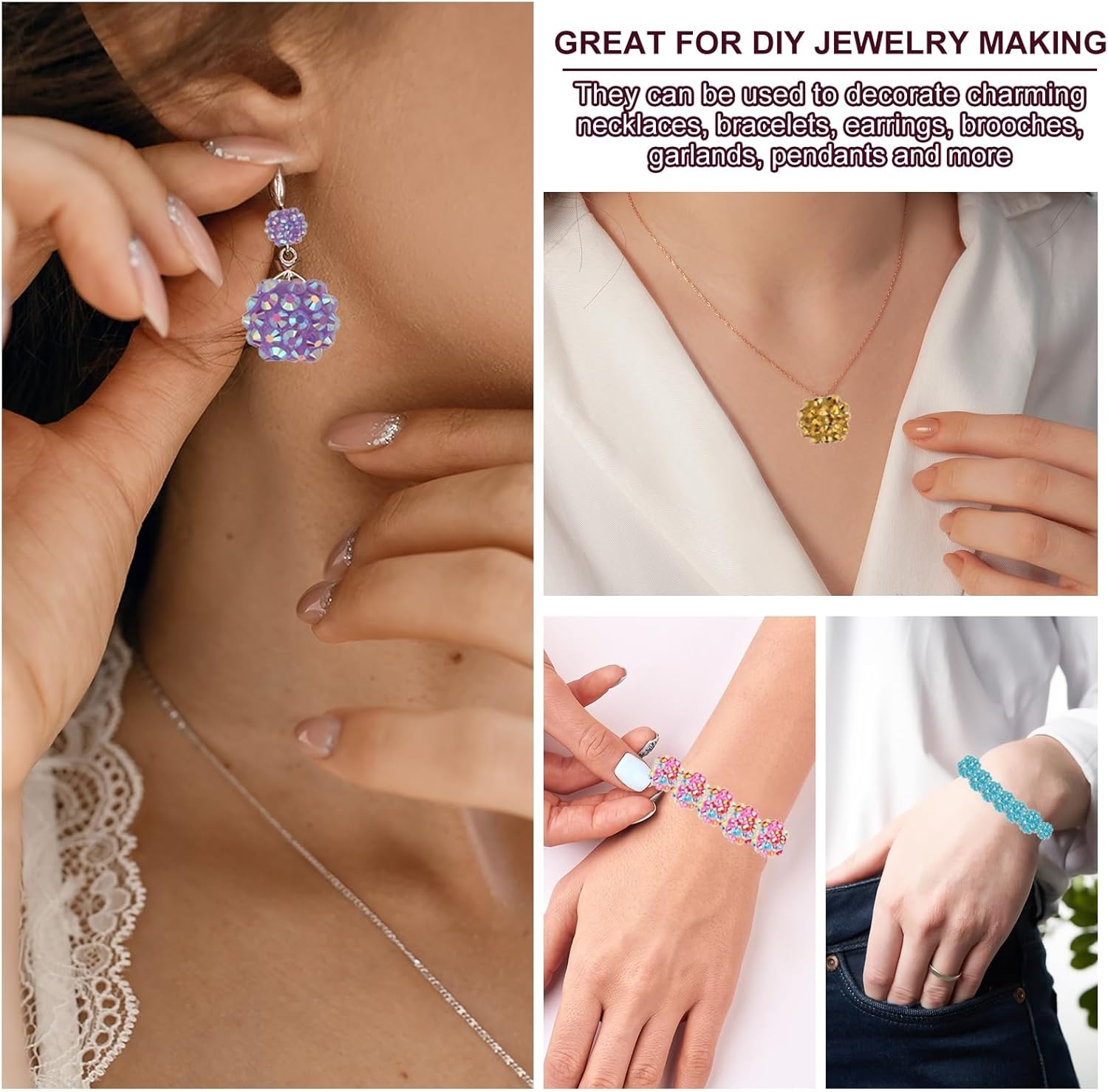 PATIKIL 16mm Resin Rhinestone Beads for Beadable Pen, 30 Pack Ball Disco Sparkly Chunk Round Bubblegum Beads for Beadable Keychain Jewelry Making, Blue/Dark Blue/Sparkle Black - Image 7