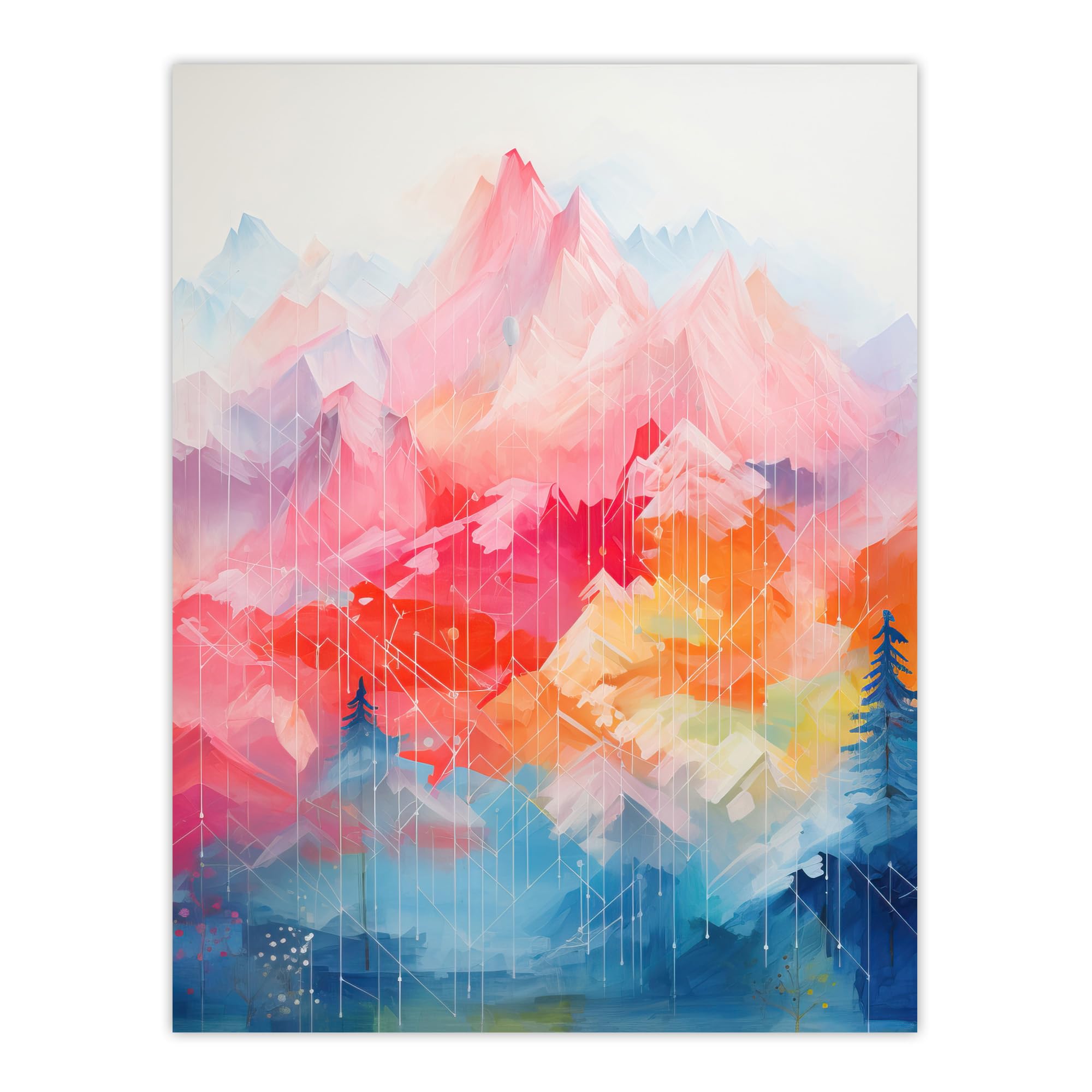 Wee Blue Coo Natural Geometry Multicoloured Mountains Large Wall Art Poster Print Thick Paper 18X24 Inch