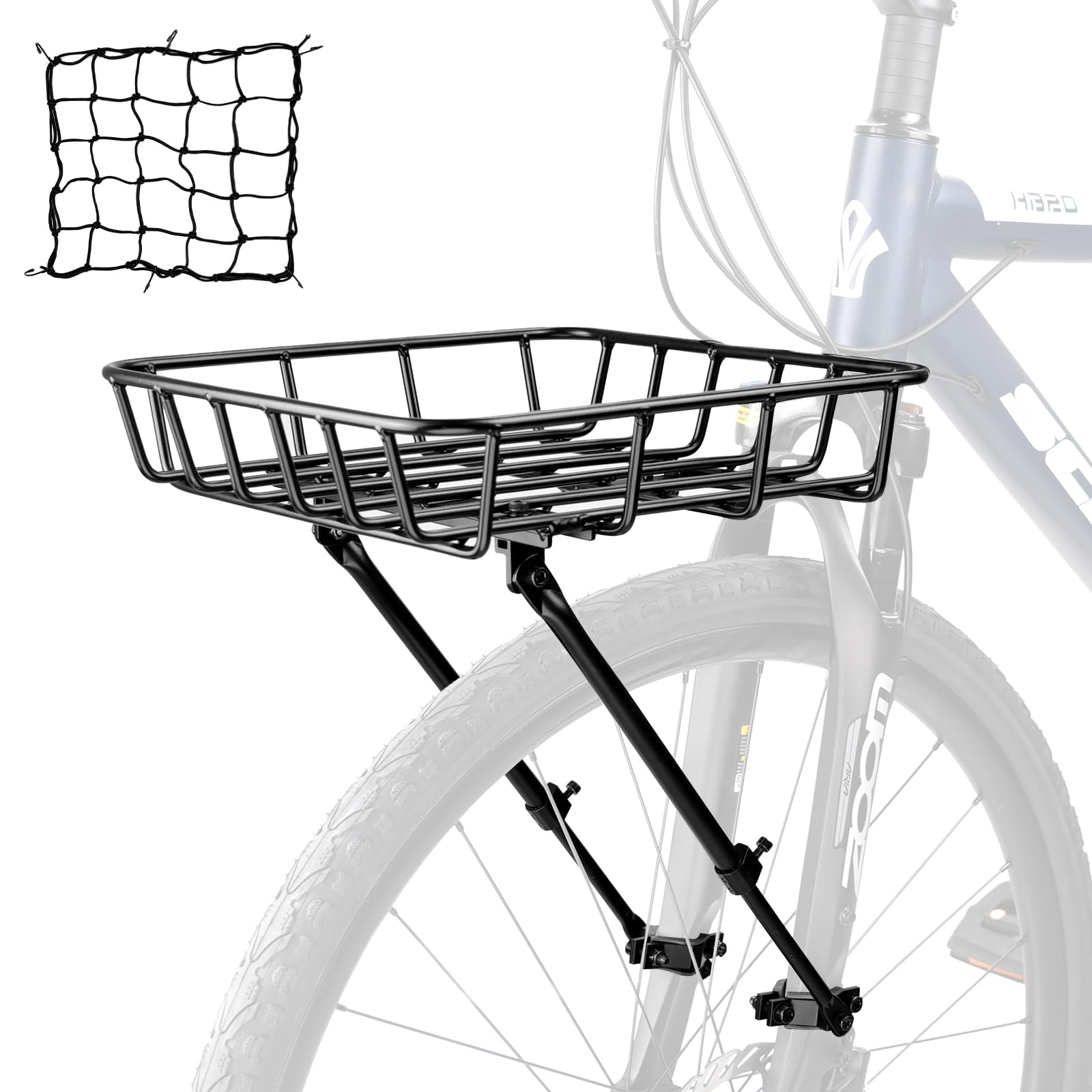 Portaequipajes universal para bicicleta – Cesta delantera de gran capacidad, cesta delantera de aluminio ligero con barras de sujeción, ajustable para bicicletas de 26 a 29 pulgadas, incluye