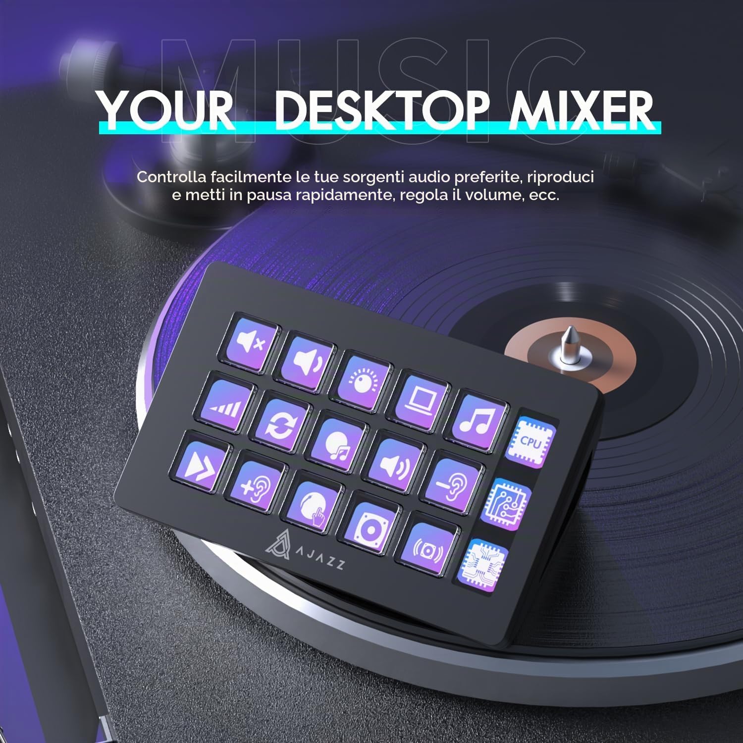 Controller da studio KUIYN AKP153, 15 tasti macro, attiva azioni in app e software come OBS, Twitch, YouTube, console personalizzata per streaming live, editing di foto e video, con PC/Mac (nero)