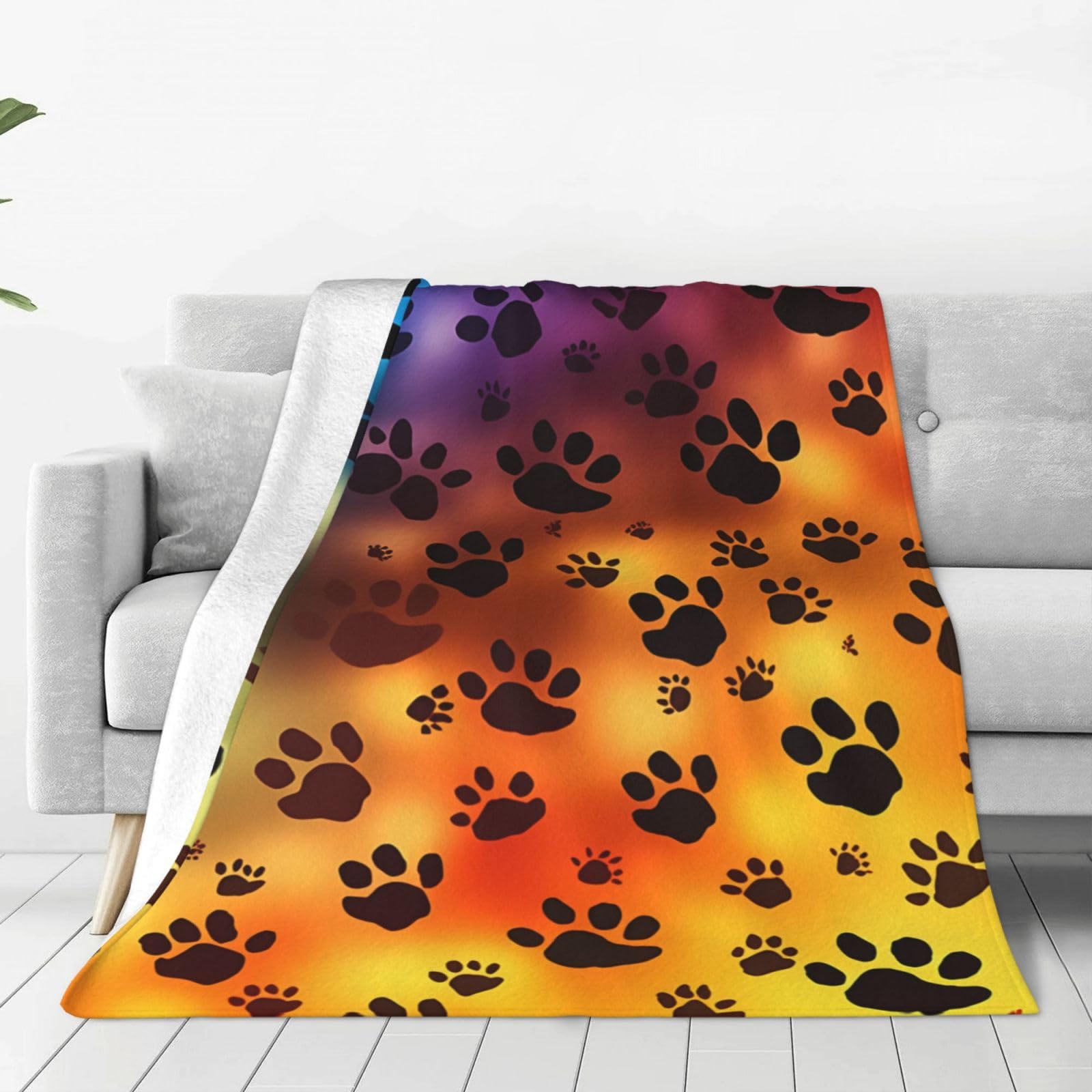 Couverture polaire chaude motif pattes anti-froid pour lit et sofa 152x127