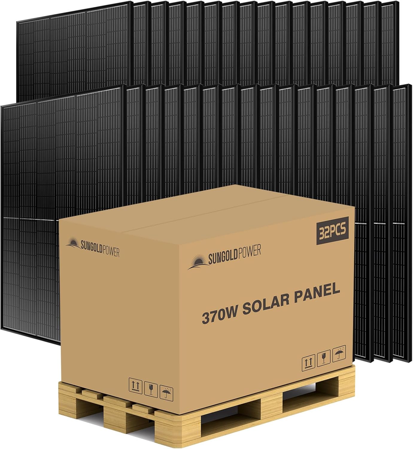 SUNGOLDPOWER 32pcs 560W Bifacial PERC Solar Panels Monocrystalline, High Efficiency up to 30%, High Power PV Module for Off-Grid, Residential & Commercial Solar Systems(Total 17920W)