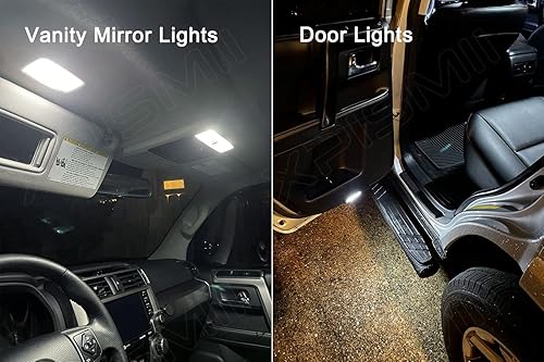 Miniatura 6 de Paquete de 16 luces LED blancas para interiores de Toyota 4Runner 2010 2011 2012 2013 2014 2015 2016 2017 2018 2019 2020 2021 2022, con diagrama de