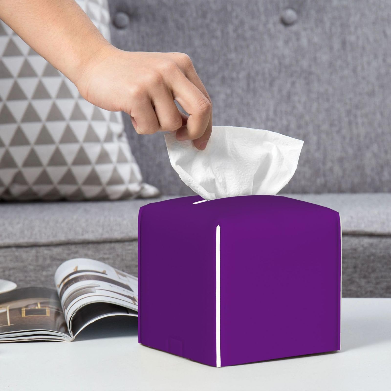 (取寄) スクエア ティッシュー ボックス - Will Leather Goods Square Tissue Box - 6.25”  Purple Amazon.com: Salelf Purple Tissue Box Cover Square Leather Tissue