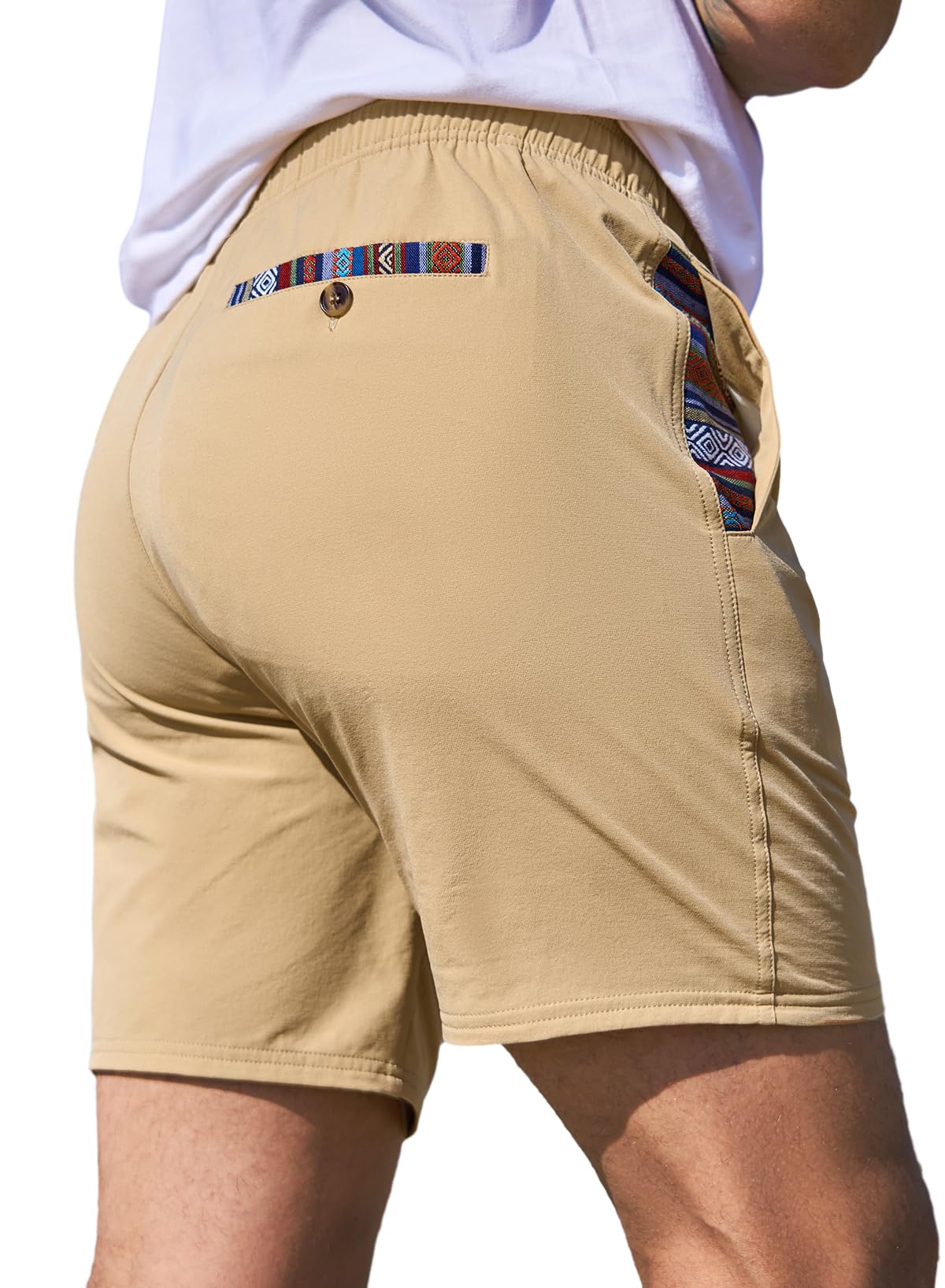 Men's Casual Shorts 5"/ 7" Drawstring Summer Quick Dry Beach Stretch Waist Athletic Gym Short