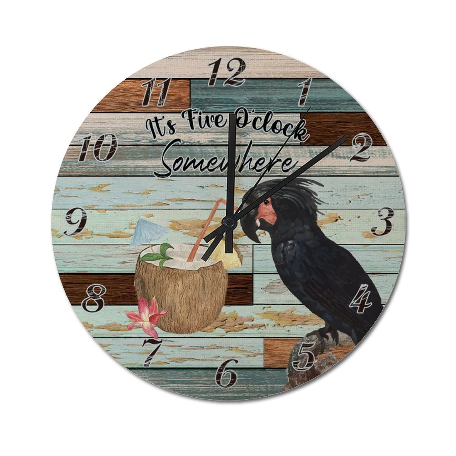 Horloge murale en bois It's Five O'Clock Somewhere pour l'été