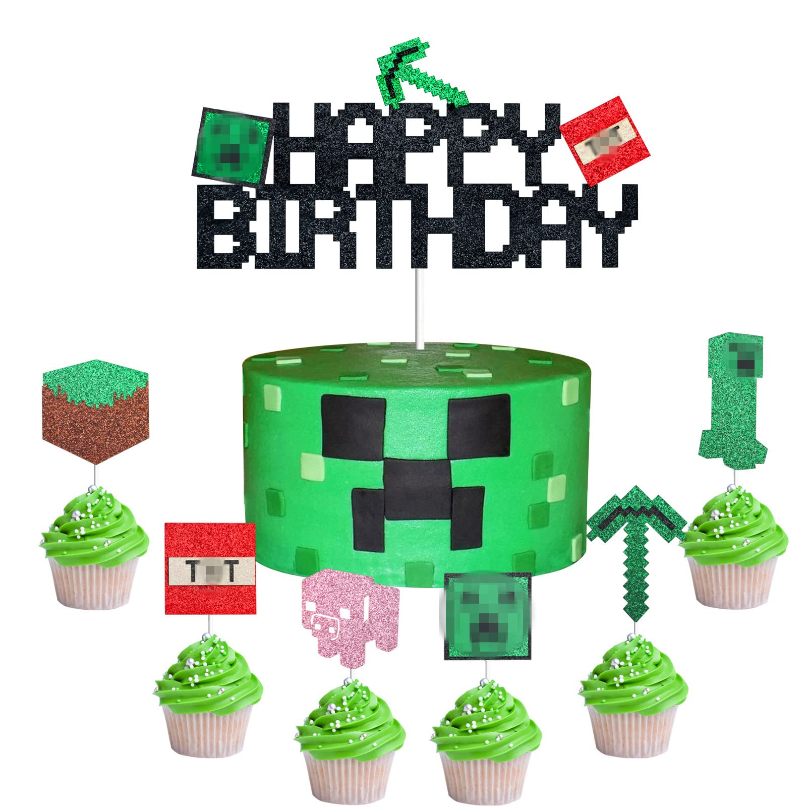 Minecraft Creeper Cupcake Toppers