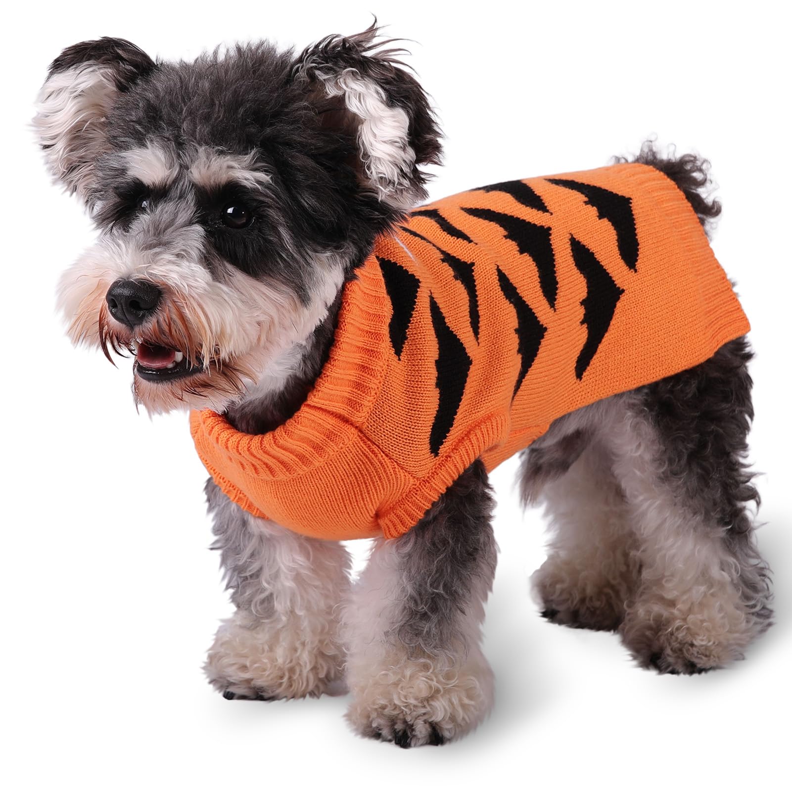 CITÉTOILE Halloween Dog Jumper, Orange with Bat Pattern, Dog Christmas Jumper, Warm Soft Knitted Dog Jumper, Winter Dog Clothing for Small, Medium, Large Dogs, Orange, XL