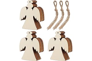 Tatuo 30 Unfinished Wood Angel Ornaments for DIY Xmas Tree Decorations