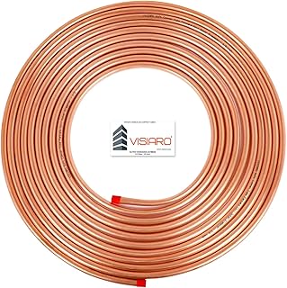 Visiaro Pure Soft Copper Tube, 15mtr, Outer Dia 1/2 inch, Wall Thickness 22(L) swg, 99.9% Purity, Industrial Metal, Seamle...