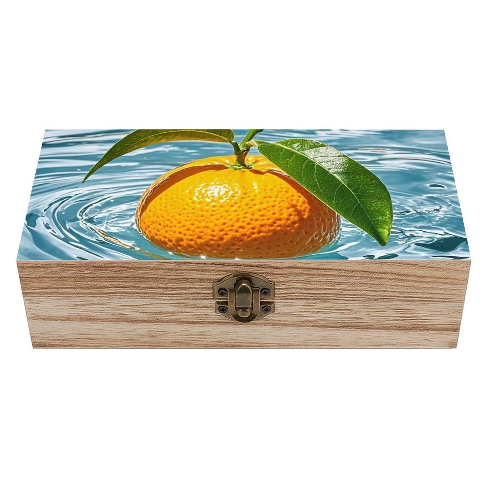 AQRJLPM Wooden Jewelry Box Beautifully Keepsake Box Trinket Box Keepsake Storage Organizer Swimming Orange Handmade Wooden Box for Storing Jewelry, Coins, Tartot Cards, Small Treasures
